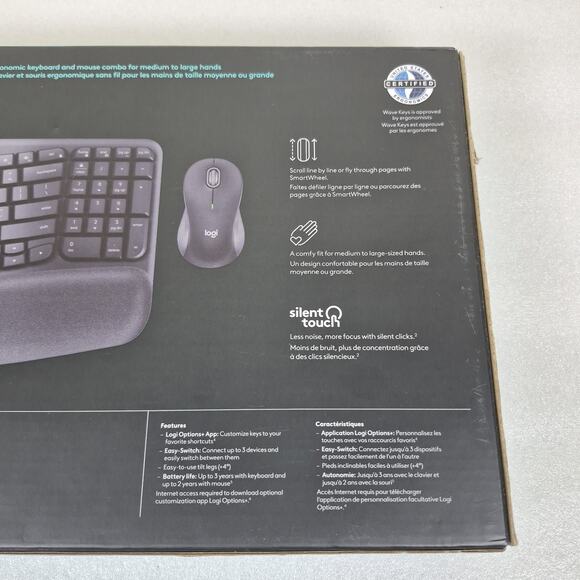 Logitech Wave Keys MK670 Combo, Wireless Ergonomic Keyboard w/ Mouse - Black - Picture 5 of 7